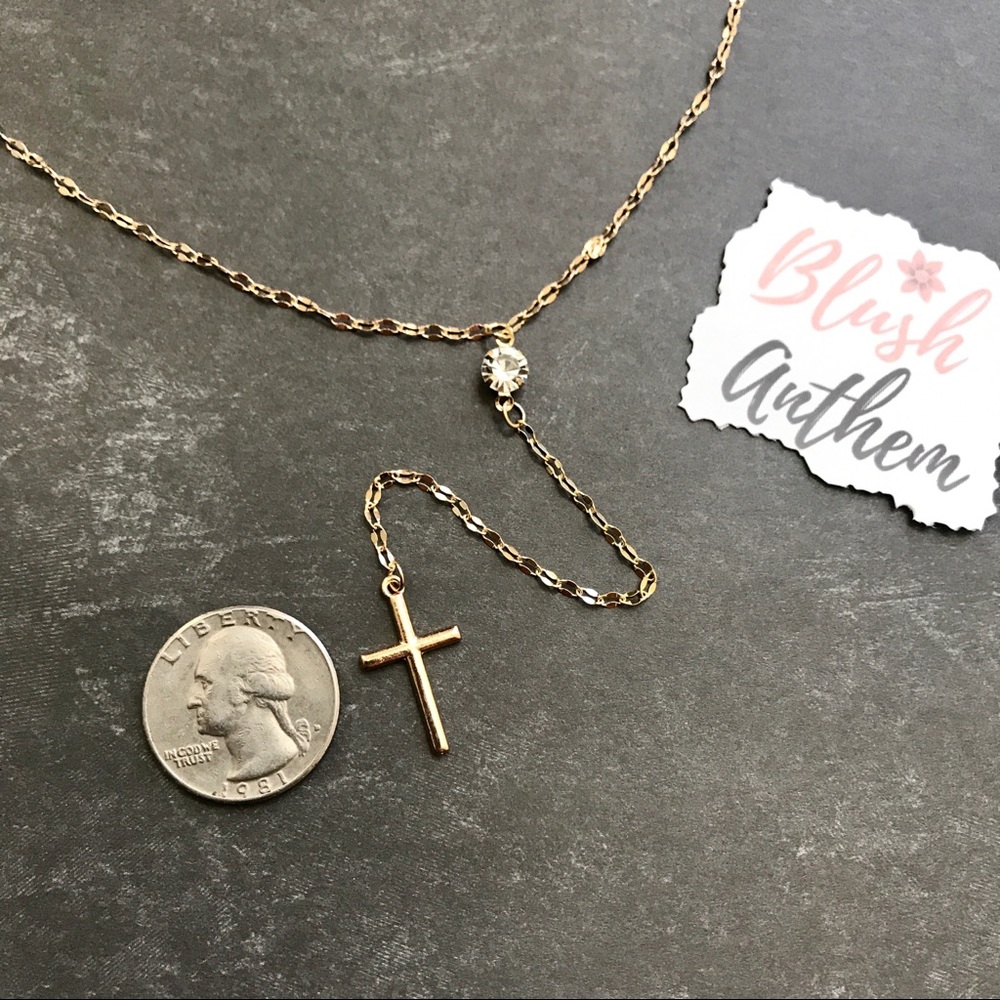 3 for $25 cross with cz tassel necklace - Picture 4 of 8